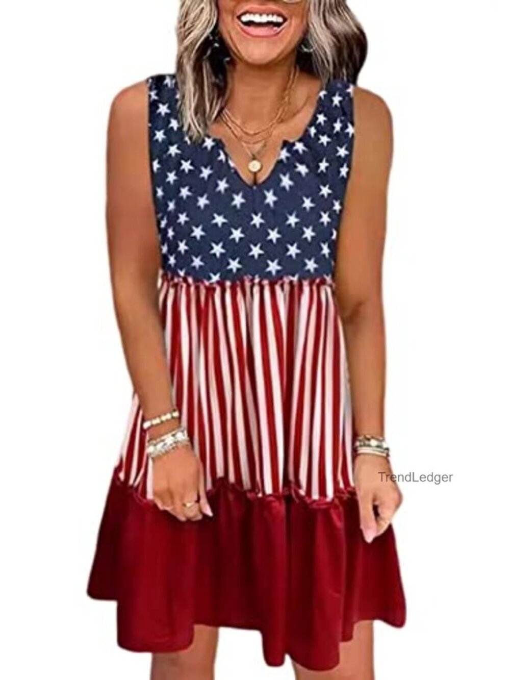 Ruffled Tank Mini Dress Cotton Blend Sleeveless Summer Swing Dress